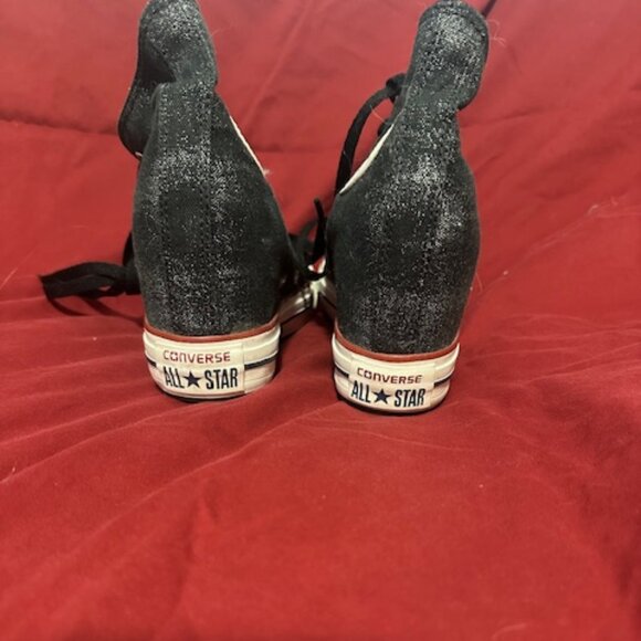 Converse Women All Star Platform Hidden Wedge Heel Chuck Taylor Black Sparkle - Picture 4 of 6